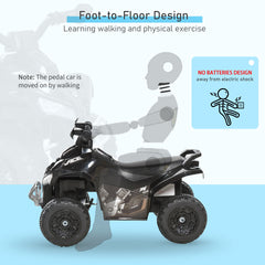 Aosom NO Power Kids Ride On Push Car, Ride Racer, Foot-to-floor Sliding Car, Walking ATV Toy with Music, Lights, for 1.5-3 Years Old, Black