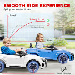 Aosom Electric Car for Kids, 12V Licensed Audi RS E-tron GT 3.1 MPH Kids Ride on Car, Ride-on Toy with Remote Control, 4 Suspension Wheels, Horn, Music, Lights, for Boys and Girls, Blue