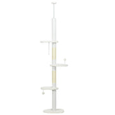 PawHut 8.4' Floor to Ceiling Cat Tree, Adjustable Height, White