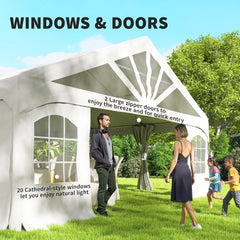Outsunny Heavy Duty Party Tent, 19.5' x 39' Large Sun Shade Canopy Tent for Parties, Wedding, Events, BBQ Grill, White