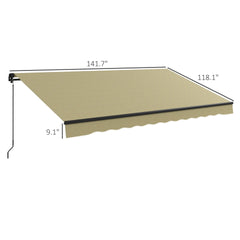 Outsunny 12' x 10' Retractable Awning, 280gsm UV Resistant Sunshade Shelter for Deck, Balcony, Yard, Beige