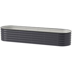 Outsunny 7.9' x 2' x 1.4' Galvanized Raised Garden Bed Kit, Metal Planter Box with Safety Edging, Dark Gray
