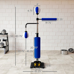 Soozier 4.6'-6.7' Speed Bag Boxing Bag Stand, Reflex Bag Boxing Training Equipment, Speed Punching Bag, Blue