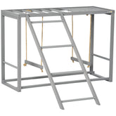PawHut Chicken Activity Play with Swing Set for 3–4 Birds, Wooden Chicken Coop Accessory with Multiple Perches & Hen Ladder, Gray