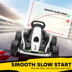 Aosom 24V Electric Go Kart for Kids, Drift Ride-On Racing Go Kart with 2 Speeds, for Boys Girls Aged 8-12 Years Old, White