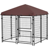 PawHut 4.6' x 4.6' x 5' Dog Kennel Outdoor with Waterproof Canopy, Large Door