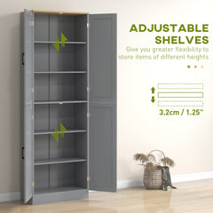 HOMCOM Freestanding Kitchen Pantry, 4-Door Kitchen Pantry Cabinet with Adjustable Shelves and Doors, Distressed White