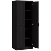HOMCOM 63" 2-Door Kitchen Pantry, Freestanding Cabinet with 2 Adjustable Shelves for Dining Room, Cinnamon Black Wood Grain