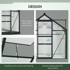Outsunny 6.2' x 10.3' x 6.6' Outdoor Greenhouse with Walk-in Vent Door for Backyard Garden Gray