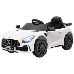 Qaba Mercedes-Benz AMG GTR Licensed 12V Battery Powered Kids Electric Car w/ Remote Control & Soft Start, White