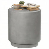 HOMCOM Lightweight Accent Table with Concrete Finish Round Side Table, Light Gray