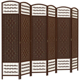 HOMCOM 6 Panel Folding Room Divider Portable Privacy Screen Wave Fiber Room Partition for Home Office Brown