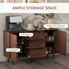 HOMCOM Retro Sideboard with 2 Cabinets 3 Drawers, Buffet Table, Rustic Brown
