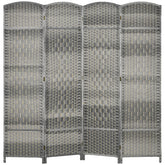 HOMCOM Folding Room Divider Screen 4 Panel 6' Tall Privacy Screen Freestanding Wood Partition for Home Office, Mixed Gray