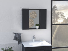 Artemisa Medicine Cabinet, Double Door, Mirror, One External Shelf -Black