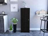 Belleria Single Door Pantry Storage Cabinet with Four Interior Shelves -Black