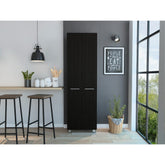 Baleare Pantry Cabinet, Five Interior Shelves, Four Legs -Black