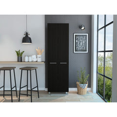 Baleare Pantry Cabinet, Five Interior Shelves, Four Legs -Black