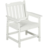 Outsunny All-Weather Patio Chair, HDPE Patio Dining Chair, Heavy Duty Wood-Like Outdoor Furniture for Garden, Backyard, Deck, Porch, Lawn, White