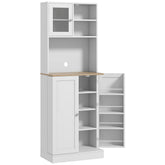 HOMCOM 66.5" Tall Kitchen Pantry Cabinet, Kitchen Hutch, Microwave Cabinet with Adjustable Shelves for Dining Room, White