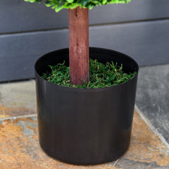 Outsunny 23.5" Artificial Boxwood Topiary Ball Tree, Fake Decorative Plant, Nursery Pot Included for Home, Balcony, Backyard and Garden