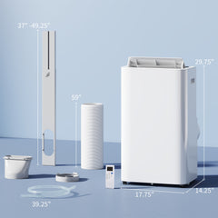 HOMCOM 12000 BTU Portable Air Conditioner with Remote Control, Free Standing AC Unit with Built-in Cool, Dehumidifier, Fan Modes for Room Up to 550 Sq.Ft., 24 Hour Timer, Window Installation Kit