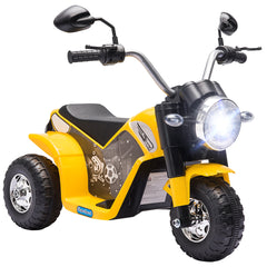 Aosom Electric Motorcycle for Kids, 6V Battery Powered Ride-On Dirt Bike 3-Wheels Motorbike with Horn Headlights Realistic Sounds Speed for 18 - 36 Months Yellow