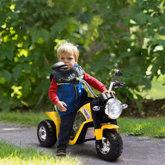 Aosom Electric Motorcycle for Kids, 6V Battery Powered Ride-On Dirt Bike 3-Wheels Motorbike with Horn Headlights Realistic Sounds Speed for 18 - 36 Months Yellow