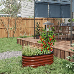 Outsunny 3.4' x 2' x 1.4' Galvanized Raised Garden Bed Kit, Metal Planter Box with Safety Edging, Brown