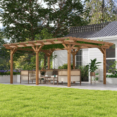 Outsunny 12' x 16' Outdoor Pergola Grape Trellis, Wood Gazebo for Climbing Plants at Garden, Patio, Backyard, Deck, Brown