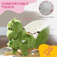 Qaba Rocking Horse, Ride on Dinosaur w/ Seat Belt, 32 Songs & Hand Puppet for 18-36 Months, Green