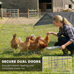 PawHut Metal Chicken Coop with Cover for Backyard Small Animals Duck Rabbit, 71" x 29.5" x 29.5", Black