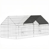 PawHut Metal Chicken Coop with Cover for Backyard Small Animals Duck Rabbit, 71" x 29.5" x 29.5", Black
