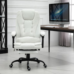 Vinsetto 7-Point Vibrating Massage Office Chair High Back Executive Recliner with Lumbar Support, Footrest, Reclining Back, Adjustable Height, White