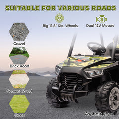 Qaba 12V Kids Electric Car with Parent Remote Control, Spring Suspension, Soft Start, Music, LED Light, Safety Belt, Green