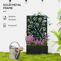 Outsunny Metal Garden Bed with Trellis for Climbing Plants, Freestanding or Wall Mounted Flower Bed for Garden, Patio, Balcony