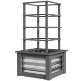 Outsunny Wooden Raised Garden Bed with Trellis, Galvanized Planter Box Elevated Garden Bed for Garden, Patio, Gray