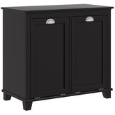 HOMCOM Bathroom Storage Cabinet, Tilt-Out Laundry Hamper with 2 Compartments, Black