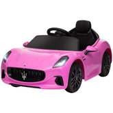 Qaba Maserati Gran Turismo Licensed 12V Kids Electric Car w/ Remote Control, Soft Start, LED Lights, Music, Horn, Pink