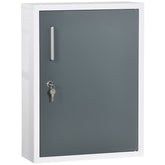 kleankin Bathroom Medicine Cabinet with Shelves Inside & On Door, Locking Medical Cabinet for Child & Pet Safety, First Aid Bathroom Wall Cabinet, White and Gray