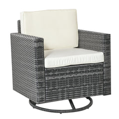 Outsunny Outdoor Swivel Rocker, PE Wicker Dining Chair, 360 Degree Swivel Patio Glider with Cushions for Backyard, Lawn, Garden, Deck, Porch, Steel Frame, Cream White