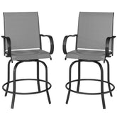 Outsunny Outdoor Bar Stools Set of 2, 360° Swivel Bar Height Chairs, 26.75" x 29.5" x 48.5", Gray
