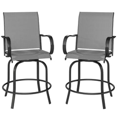 Outsunny Outdoor Bar Stools Set of 2, 360° Swivel Bar Height Chairs, 26.75" x 29.5" x 48.5", Gray