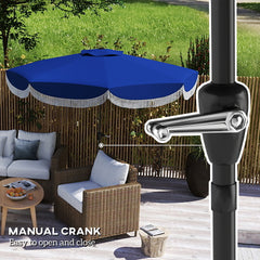 Outsunny 9FT Patio Umbrella, UPF 30+ Outdoor Market Umbrella with Crank, 8 Ribs, Push Button Tilt, Vented for Patio Deck Backyard Lawn, Navy Blue