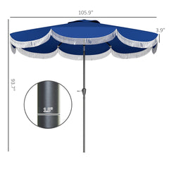 Outsunny 9FT Patio Umbrella, UPF 30+ Outdoor Market Umbrella with Crank, 8 Ribs, Push Button Tilt, Vented for Patio Deck Backyard Lawn, Navy Blue