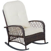 Outsunny Outdoor PE Rattan Wicker Recliner Rocker Chair w/ Soft Cushion for Garden