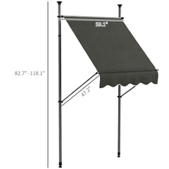 Outsunny 5' x 4' Manual Retractable Awning, Non-Screw Patio Awning, UV Resistant, for Window or Door, Dark Gray