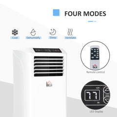 HOMCOM 8000BTU Mobile Portable Air Conditioner with Cooling, Dehumidifier, and Ventilating with Remote Control, 2 Speed Fans, 24-Hour Timer for Bedroom, Living Room, Home Office, White