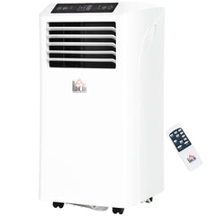 HOMCOM 8000BTU Mobile Portable Air Conditioner with Cooling, Dehumidifier, and Ventilating with Remote Control, 2 Speed Fans, 24-Hour Timer for Bedroom, Living Room, Home Office, White