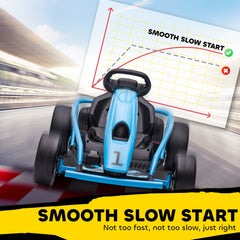 Aosom 24V Electric Go Kart for Kids, Drift Ride-On Racing Go Kart with 2 Speeds, for Boys Girls Aged 8-12 Years Old, Blue